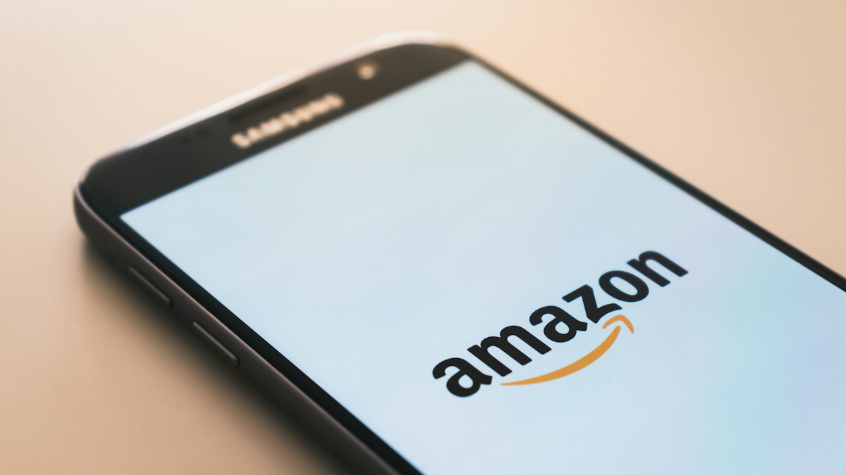 Smartphone showing the Amazon logo